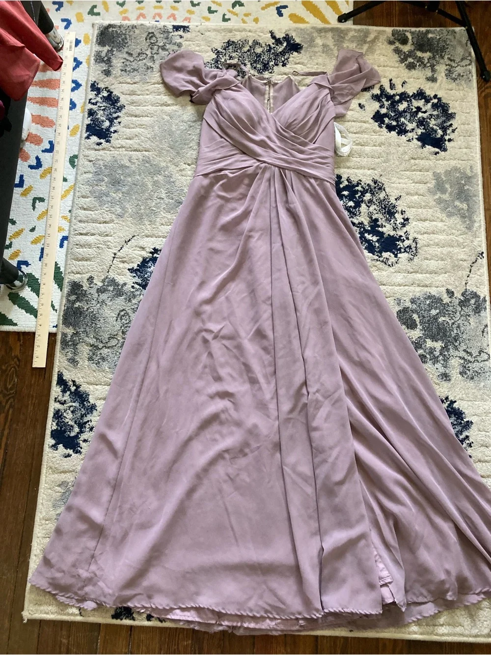 Azazie Lavender Chiffon Off-Shoulder Maxi Dress - Picture 1 of 3
